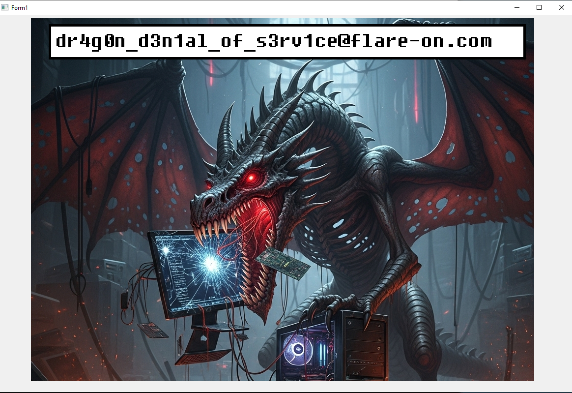 The repaired executable displays the UnholyDragon flag.